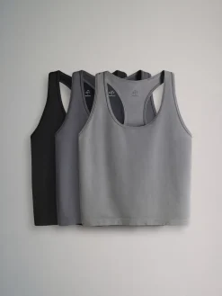 The Set 3 Pack Active Smoothing Racer Vest Balck/Charcoal/Grey Clearance
