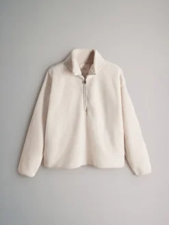 The Set 2 Pack Borg Funnel Neck 1/4 Zip Jumper Chocolate Brown/Cream Best