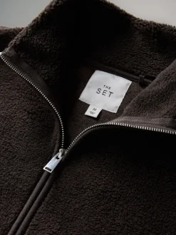 The Set 2 Pack Borg Funnel Neck 1/4 Zip Jumper Chocolate Brown/Cream Best