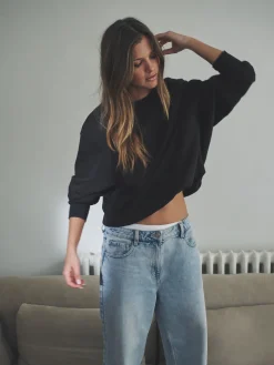 The Set 2 Pack Bubble Hem Sweatshirts Chocolate Brown/Stone Online