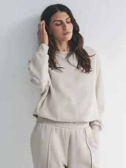 The Set 2 Pack Bubble Hem Sweatshirts Chocolate Brown/Stone Online