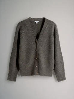 The Set 2 Pack Chunky Rib Knitted Cardigans With Wool Brown Marl/Cream Online