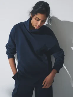 The Set 2 Pack Cowl Neck Long Sleeve Sweat Tops Navy/Grey Marl Sale