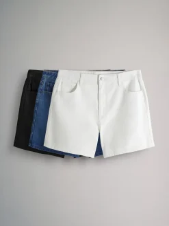 The Set 3 Pack Denim Shorts Mid Blue/Ecru/Black Discount