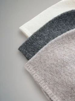 The Set 3 Pack Fine Knit Beanie Cream/Camel/Charcoal Marl