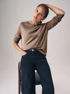 The Set 2 Pack Fine Knit Crew Neck Jumpers Mink/Black Outlet