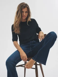 The Set 3 Pack Fine Knit T-Shirts Black/Neutral/Cream Clearance