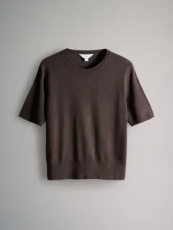 The Set 3 Pack Fine Knit T-Shirts Plum/Dark Pink/Brown Clearance