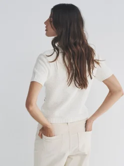 The Set 2 Pack Gold Button Knitted Short Sleeve Cardigans Cream/Black Outlet