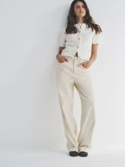 The Set 2 Pack Gold Button Knitted Short Sleeve Cardigans Cream/Black Outlet