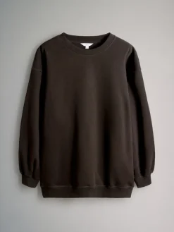 The Set 2 Pack Longline Crew Neck Sweatshirt Black/Chocolate