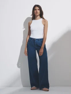 The Set 2 Pack Low Rise Wide Leg Denim Jeans Black/Mid Blue New