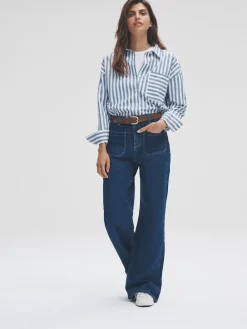 The Set 2 Pack Patch Pocket Wide Leg Jeans Indigo Blue/Black Online