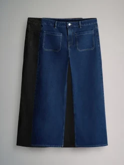 The Set 2 Pack Patch Pocket Wide Leg Jeans Indigo Blue/Black Online