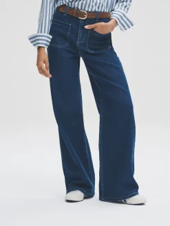 The Set 2 Pack Patch Pocket Wide Leg Jeans Indigo Blue/Black Online