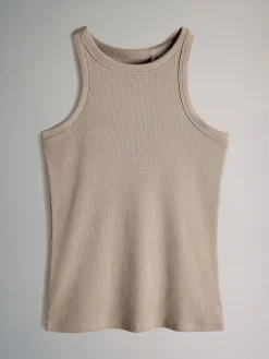 The Set 5 Pack Racer Ribbed Vests Black/Chocolate Brown/Taupe Brown/Stipe/White Best