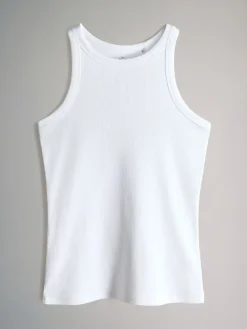 The Set 5 Pack Racer Ribbed Vests Black/Chocolate Brown/Taupe Brown/Stipe/White Best