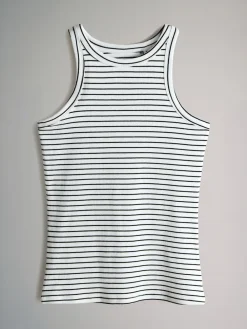 The Set 5 Pack Racer Ribbed Vests Black/Chocolate Brown/Taupe Brown/Stipe/White Best