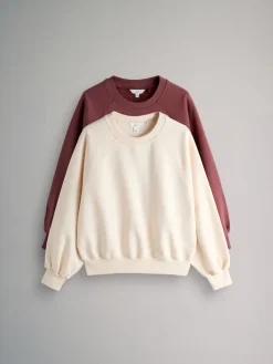 The Set 2 Pack Raglan Sweat Tops Pink/Cream Outlet