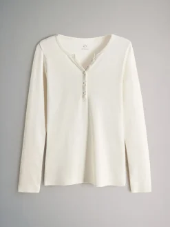 The Set 4 Pack Ribbed Henley Long Sleeve T-Shirts Berry/Stripe/Pink/White Sale