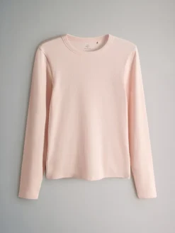 The Set 5 Pack Ribbed Long Sleeve T-Shirts Brown/Pink/White/Stripe