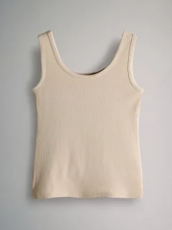 The Set 5 Pack Ribbed Scoop Neck Vests White/Black/Brown/Taupe Brown/Neutral Online