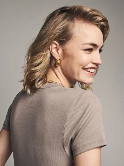 The Set 3 Pack Short Sleeve Ribbed T-Shirts Black/Taupe Brown/White Best