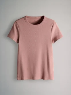 The Set 5 Pack Short Sleeve Ribbed T-Shirts Multi New