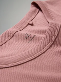 The Set 3 Pack Short Sleeve Ribbed Midi Dresses Black/Mauve Pink/Light Pink Clearance