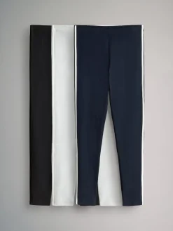 The Set 3 Pack Side Stripe Leggings Black/Navy Blue/Grey Online