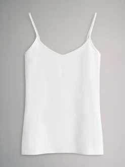 The Set 7 Pack Thin Strap Vest Tops Chocolate Brown/Cream/White/Blues Best