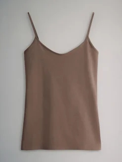 The Set 7 Pack Thin Strap Vest Tops Chocolate Brown/Cream/White/Blues Best