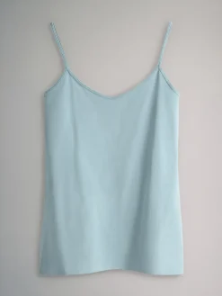 The Set 7 Pack Thin Strap Vest Tops Chocolate Brown/Cream/White/Blues Best