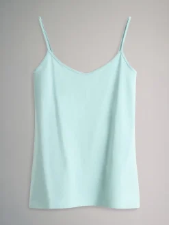 The Set 7 Pack Thin Strap Vest Tops Chocolate Brown/Cream/White/Blues Best