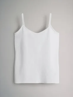 The Set 5 Pack Thin Strap Vest Tops Black/Grey/Stripe/Light Grey Marl/White