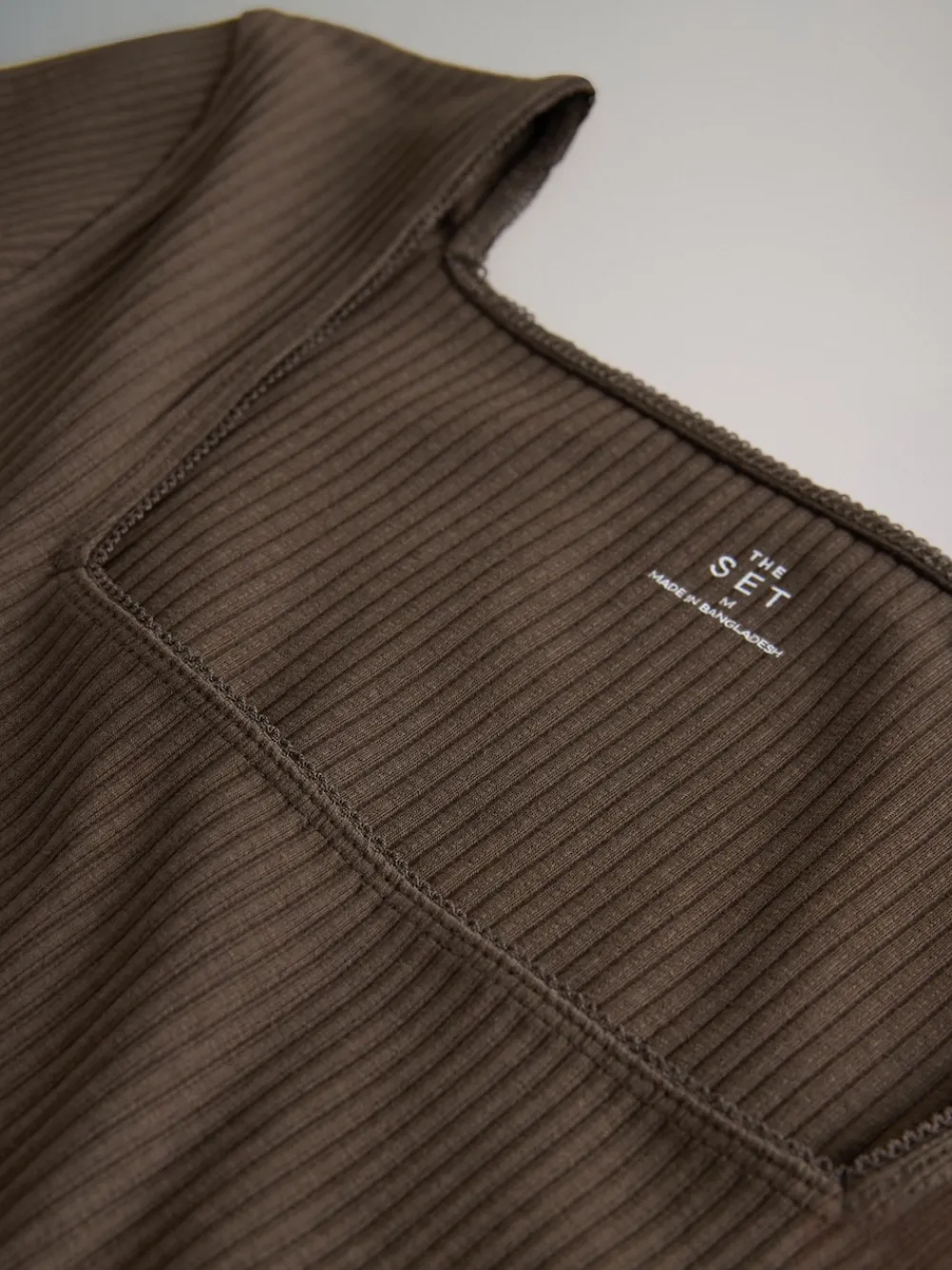 The Set 4 Pack Trim Square Neck Ribbed Tops Black/Chocolate Brown/Cream/White