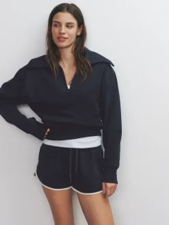 The Set 2 Pack Trophy Neck Long Sleeve Sweat Tops Navy/Cream Discount