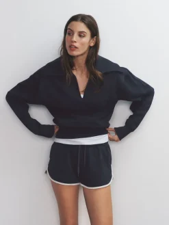 The Set 2 Pack Trophy Neck Long Sleeve Sweat Tops Navy/Cream Discount