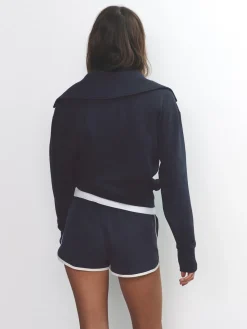 The Set 2 Pack Trophy Neck Long Sleeve Sweat Tops Navy/Cream Discount