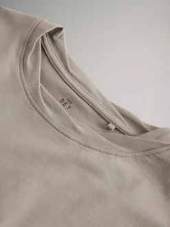 The Set 3 Pack Twist Neck Long Sleeve T-Shirts Chocolate Brown/Taupe Brown/Cream Clearance