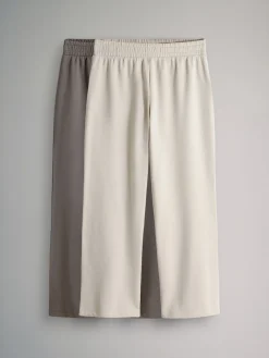 The Set 2 Pack Wide Leg Joggers Brown/Cream Online