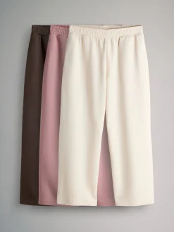 The Set 3 Pack Wide Leg Joggers Chocolate Brown/Pink/Cream Outlet