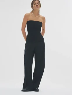 The Set 2 Pack Wide Leg Pleated Trousers Black/Grey Best