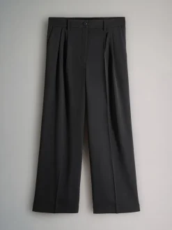 The Set 2 Pack Wide Leg Pleated Trousers Black/Grey Best