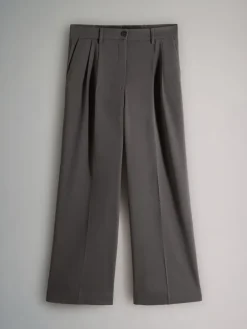 The Set 2 Pack Wide Leg Pleated Trousers Black/Grey Best