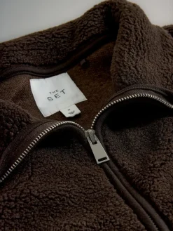 The Set 2 Pack Zip Through Borg Fleeces Chocolate Brown/Cream Best