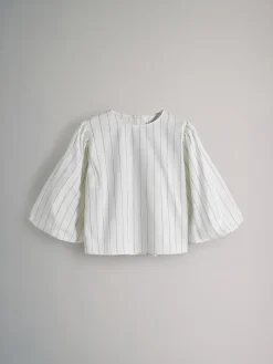 The Set Black/White Pinstripe Puff Sleeve Poplin Blouse 2 Pack Discount