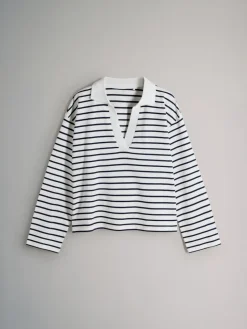 The Set Navy/Stone/Stripe 3 Pack Long Sleeve Heavyweight Rugby T-Shirts