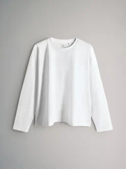 The Set Relaxed Fit 4 Pack 100% Cotton Relaxed Long Sleeve T-Shirts Light Green/Pink/White/Stripe Outlet