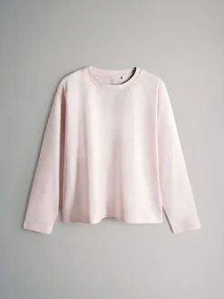 The Set Relaxed Fit 4 Pack 100% Cotton Relaxed Long Sleeve T-Shirts Light Green/Pink/White/Stripe Outlet